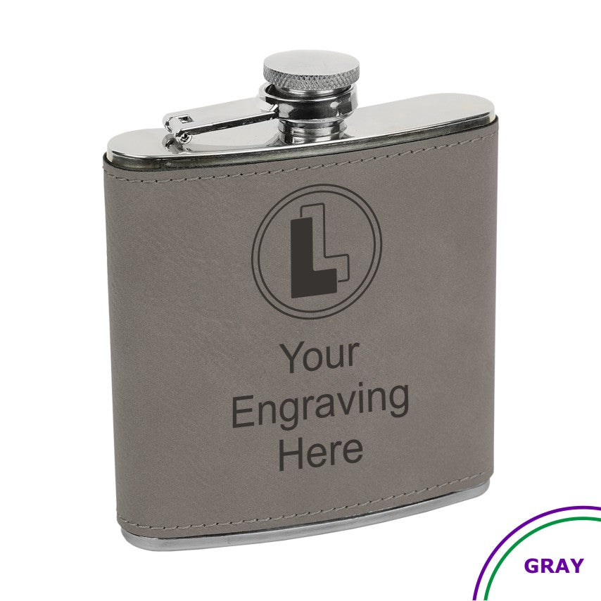 Buy gray LEATHERETTE FLASK (6oz)