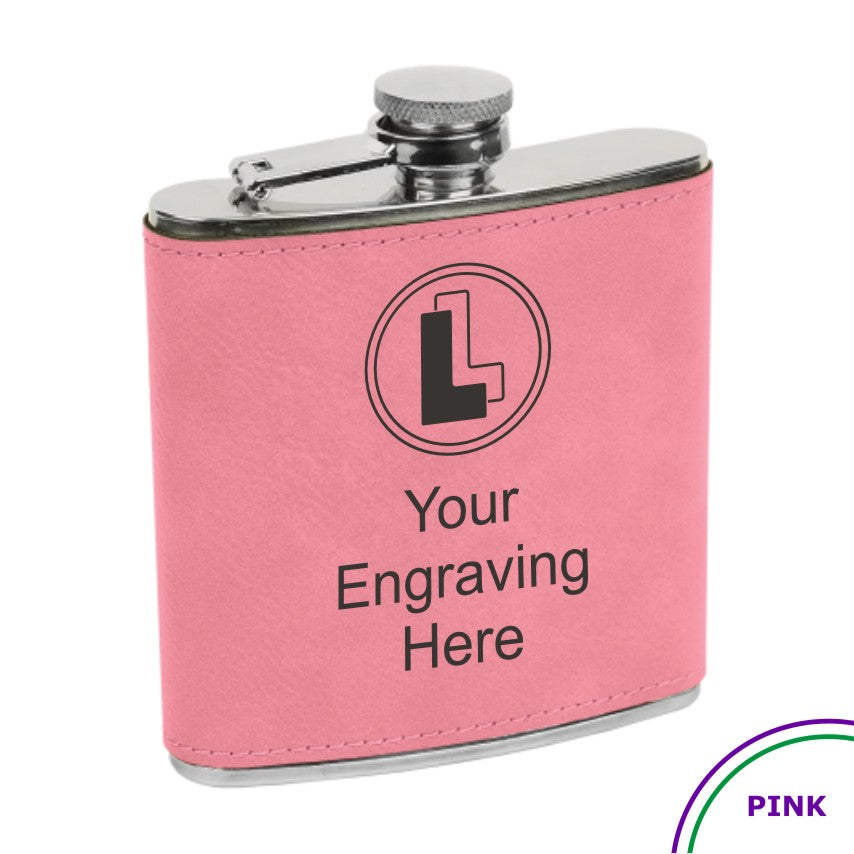 Buy pink LEATHERETTE FLASK (6oz)