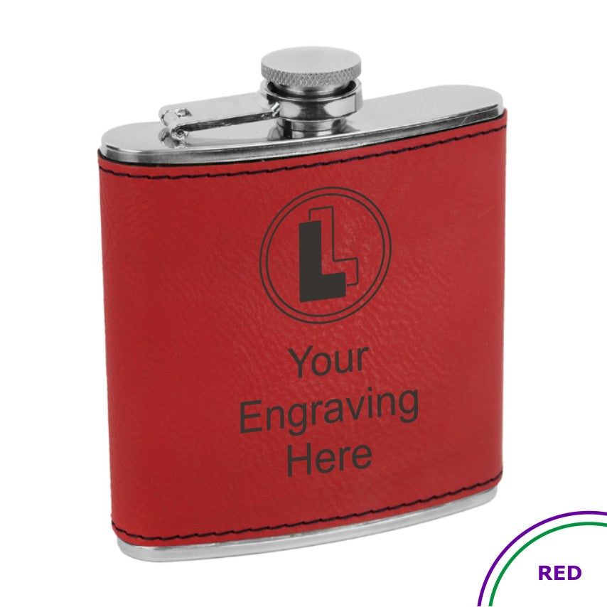 Buy red LEATHERETTE FLASK (6oz)