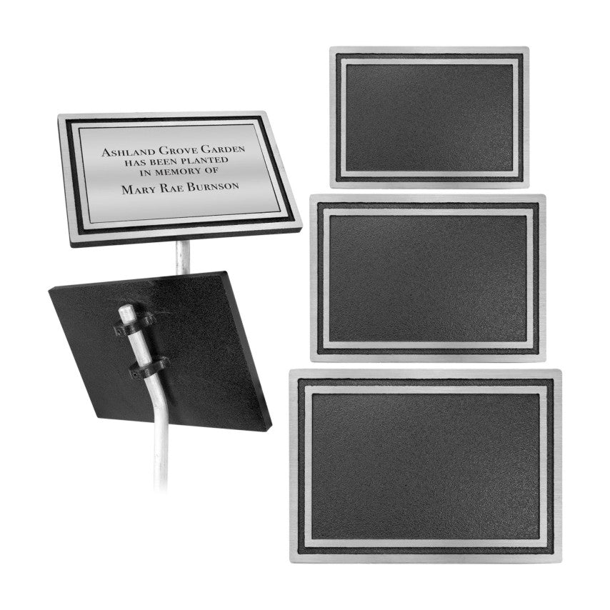 SILVER RECTANGLE MEMORIAL SIGN W/ROD