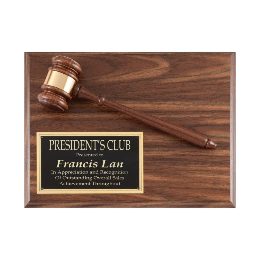 WALNUT GAVEL PLAQUE