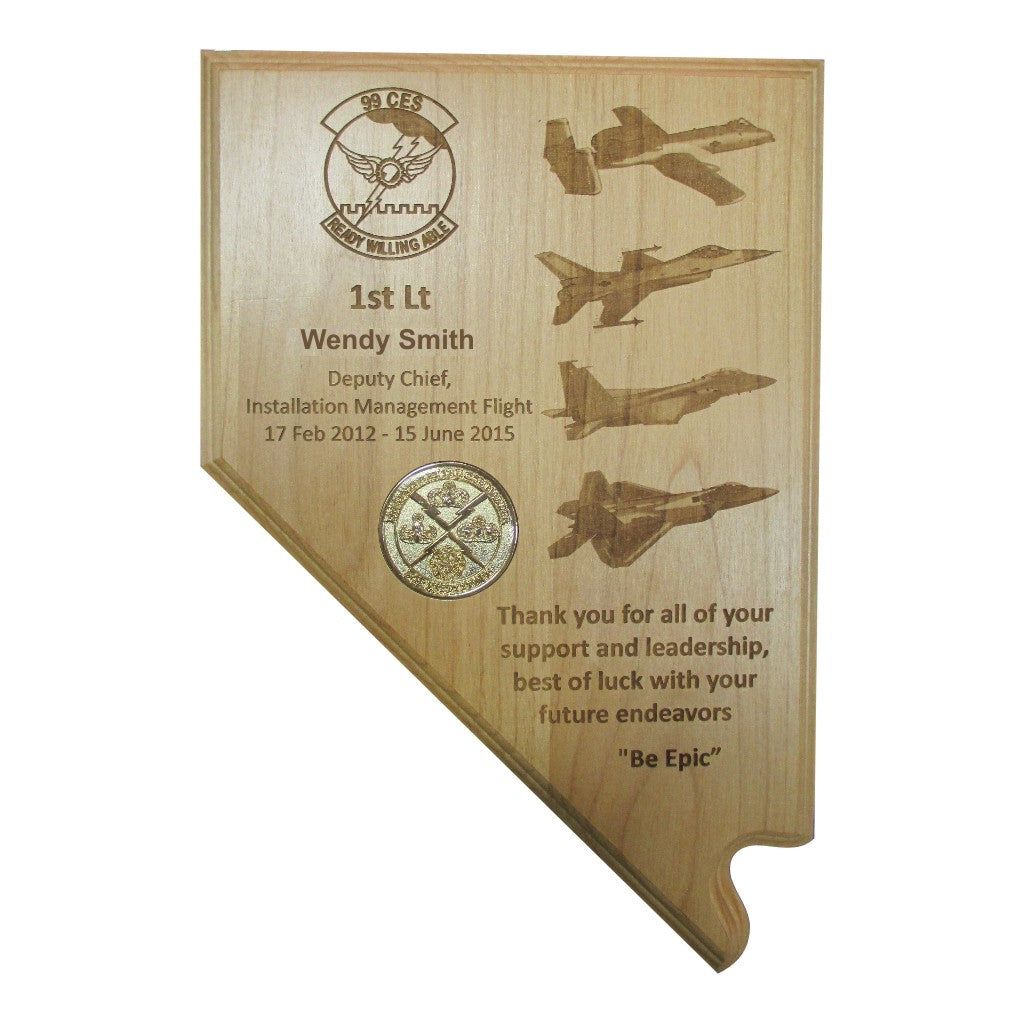 NEVADA ALDER WOOD PLAQUE